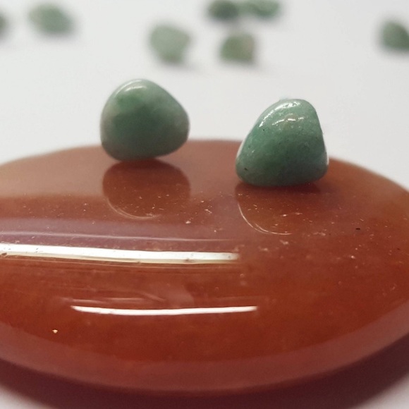 🆕 Handmade Raw Jade Sterling Silver Stud Earrings - Picture 7 of 14